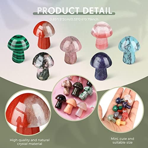 Nuanchu 96 Pieces Mushroom Crystal Gemstone Trinkets Mini Decor Sculpture Carved Natural Little Mushroom Crystal Stones Accessories for Witchcraft Home Garden Miniature Decor Meditation