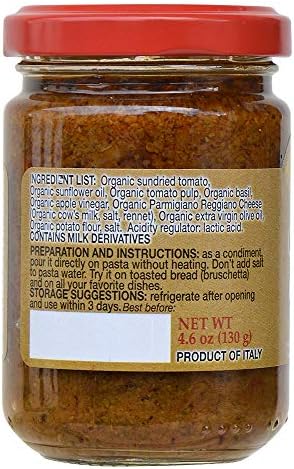 Mantova Organic Red Pesto, 4.6 Ounce (Pack of 4)