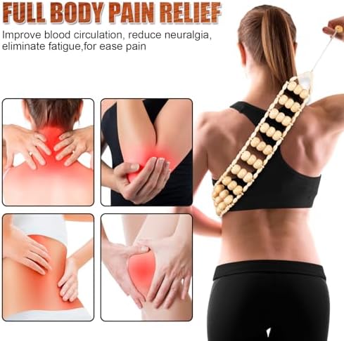 KintKita Wood Therapy Massage Tools,Back Wooden Massage Roller Rope Tool Maderoterapia Kit Professional Cellulite Massager for Body Shaping, Contouring,Back Neck Leg Muscle Relief