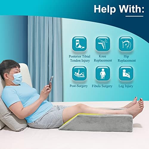Zelen Leg Elevation Pillow Wedge Knee Leg Rest Pillows for Sleeping Post Surgery Knee Support Foam Bed Wedges Legs Bolster Foot Elevation After Surgery Elevating Pillow Positioning Wedge Cushion
