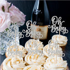 Rsstarxi 24 Pack Oh Baby Shower Cupcake Toppers Glitter Baby Shower Cupcake Picks Decorations for Boys Girls Gender Reveal Birthday Party Cake Decorations Silver