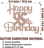 Sotpot Happy 95th Birthday Cake Topper Rose Gold Glitter 95th Cake Toppers 95 Birthday Cake Decorations for Cheers to 95 Fabulous Birthday Party Supplies - 1 Pack