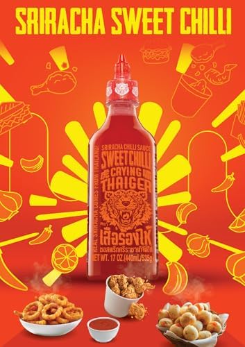 Crying Thaiger Sriracha Sweet Chili Sauce in Squeeze Bottle 18.9 Ounce, Vegan, Gluten Free, Non-GMO, from Thailand (Pack of 1)