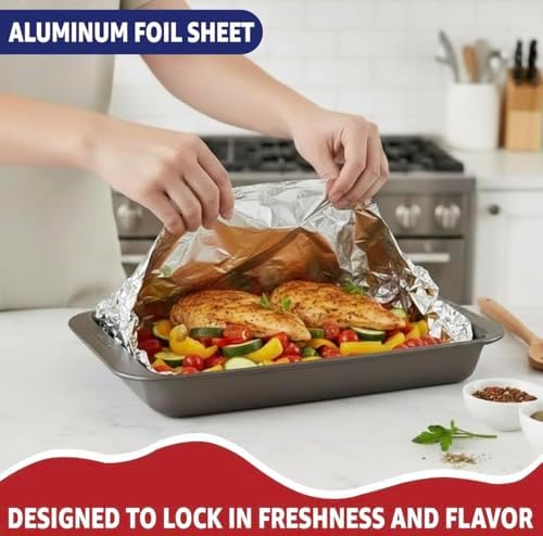 Heavy Duty Aluminum Foil Roll 18 Inch x 500 Feet, Extra Thick Commercial Grade Tin Foil, Durable Food Service Foil for Cooking, Grilling, Catering & Restaurant Use