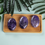 Erliway Natural Amethyst Palm Stone Crystal, 2"-2.3" Large Healing Pocket Worry Stone, Polished Crystals and Healing Stones for Anxiety Stress Relief Therapy