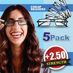 Reading Glasses for Men & Women, 5 Pack Cheap Readers, Black Rectangular Frames