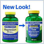 Magnesium Oxide 400mg Supplement for Bone, Muscle & Heart Health – Extra Strength Magnesium Tablets – 250 Count, 8+ Month Supply + Better Idea Sticker with Full Guide Access