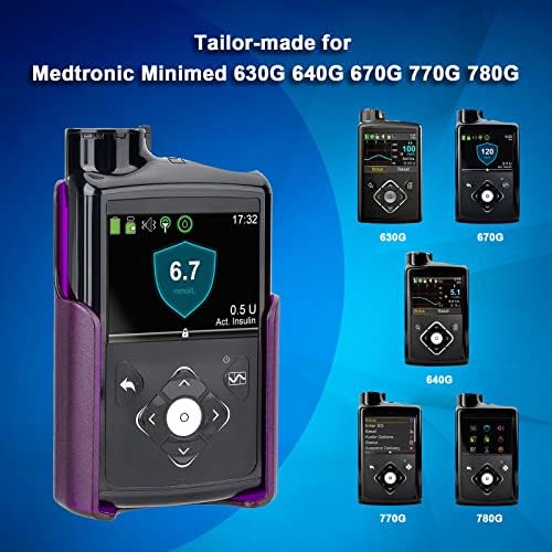 Insulin Pump Holder 360° Rotatable, Insulin Pump Case with Clip for Medtronic MiniMed 630G 640G 670G 770G, Sturdy and Durable Clip (Purple)