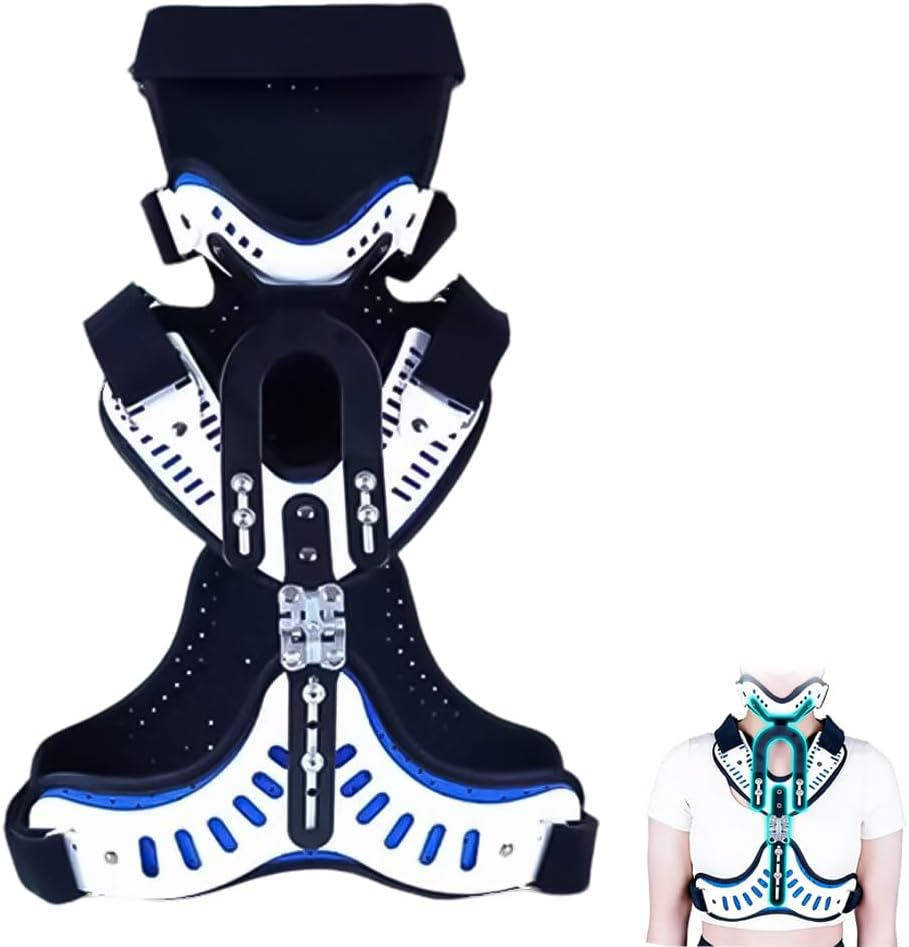 Orthosis Cervical Thoracic Halo Brace, Detachable Cervical Neck Traction, Head Chest Orthosis, U Lumbar Support, Angle Adjustable Breathable, Brace Spine Correction and Neck Care