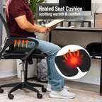 Mind Reader Heated Memory Foam Seat Cushion with Air-Cloud Support, Slim Ergonomic Cushion with 4 Heat Settings Timer and Auto Shut-Off, Black