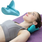 Neck and Shoulder Relaxer, Cervical Traction Device Acupressure Neck Shoulder Back Support Massage Pillow, Neck Stretcher Massager, Posture Corrector for Pain Relief, Cervical Spine Alignment (Blue)