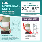 BraceAbility Broken Rib Brace for Men and Women - Rib Protector Compression Wrap, Chest Support Belt for Bruised, Fractured, Dislocated Ribs, Costochondritis Relief, Sternum Brace (Male - White)