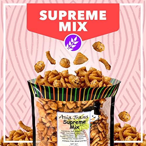 Traditional Supreme Mix Arare Rice Crackers, Mochi Crunch Snack Mix, Sweet, Salty & Umami Flavor, Crunchy Snack, 9 Ounce