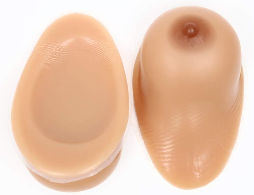 1 Pair Crossdresser Transgender Self-Adhesive Silicone Breast Forms Fake Boobs Waterdrop Shaped Bra Inserts,2,800g/CupC/7.5 * 4.7 * 2.2in