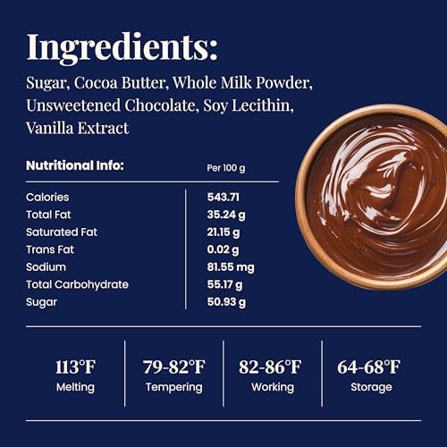 Cambie Milk Chocolate Couverture 34%, 1 Pound of European Style Milk Couverture for Dubai Chocolate Bar, Bon Bons, Bars, Chocolatiers, Pastry Chefs, Home Bakers, and Professionals, 1 Pound