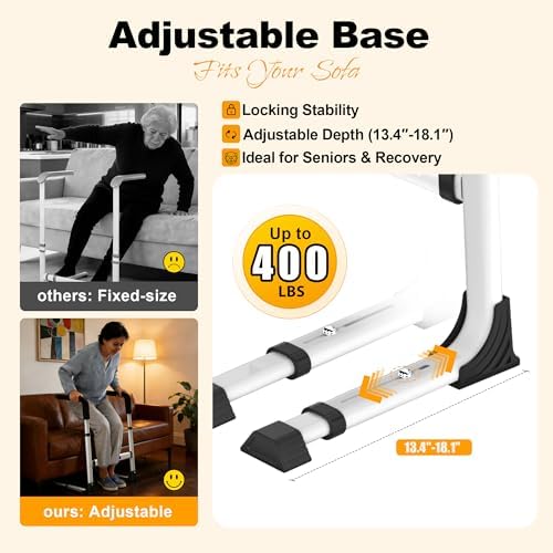 Couch Stand Assist for Elderly, Adjustable Chair Assist for Elderly Sit to Stand, Heavy-Duty Senior Lifting Devices & Standing Aids for Seniors, 400lbs Capacity, White