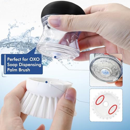 Palm Brush Refills for OXO Soap Dispensing Dish Brush - 4 Pack Cleaning Replacement Brush Head for OXO Palm Brush(White)