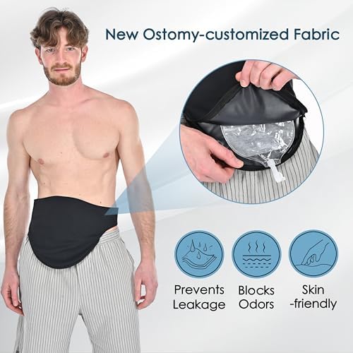 Ostomy Belt | Leak & Odor Protection | Abdomen Ostomy Bag Covers for Men and Women | Sports and Daily Life | Size M, Black