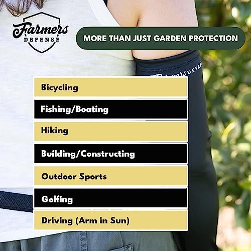 FARMER'S DEFENSE Gardening Arm Sleeves|UV Cooling Protective Sleeve Women & Men|Anti-Scratch Cover Sun UPF Outdoor Protection - Garden Flowers- L/XL