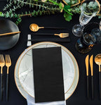 SietDESEO 50 Pieces 3-ply Black Napkins Disposable 13 x 15.7 Inches Guest Bathroom Napkins Disposable Hand Towels for Bathroom Wedding Birthday Party Paper Dinner Napkin