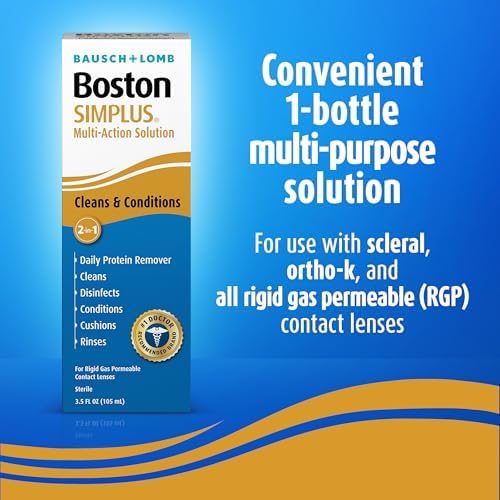 Boston SIMPLUS Multi-Action Solution, Cleans & Conditions Rigid Gas Permeable (RGP) Lens, Daily Protein Remover, 3.5 Fl Oz