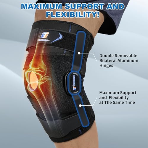 Slip on Knee Brace for Men & Women, GEL Patella Support Hinged Knee Braces for Knee Pain with Removable Dual Side Stabilizers, X-Strap Fixing, Knee Brace for Meniscus Tear, ACL, PCL, MCL, Arthritis