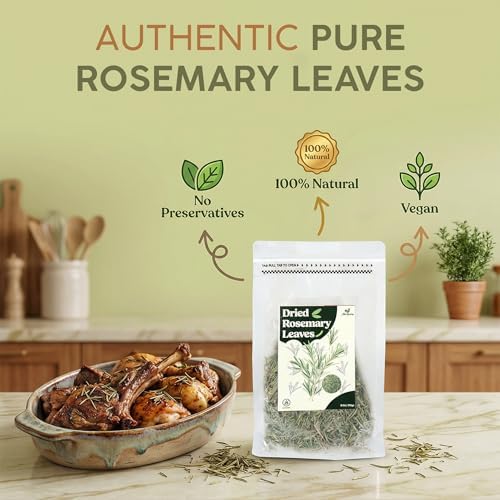 Miss Spring Dried Rosemary Leaves - 100% Natural, No Preservatives, Vegan - Strong Aroma, Fresh Earthy Flavor - Rosemary Seasoning For Cooking, Seasoning, Meats, Herbal Tea & Garnishing - 6oz (170g)