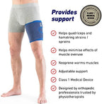 Neo-G Thigh Support Hamstring Support to Quadriceps and Hamstring Muscles – Hamstring Compression Sleeve for Sprains, Strains, Pulled Muscles, Sports Injury – Adjustable – Class 1 Medical Device