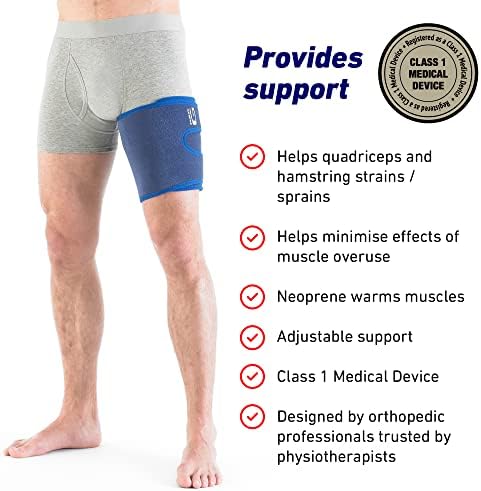 Neo-G Thigh Support Hamstring Support to Quadriceps and Hamstring Muscles – Hamstring Compression Sleeve for Sprains, Strains, Pulled Muscles, Sports Injury – Adjustable – Class 1 Medical Device