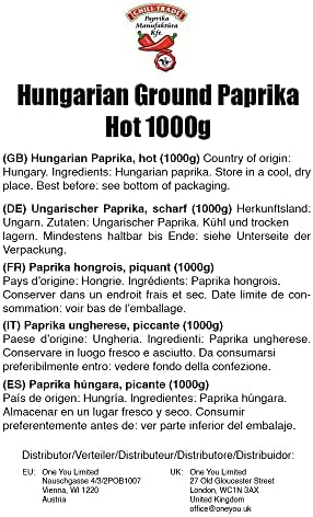 Hungarian Paprika Premium Quality Sweet/Hot/Smoked (Origin: Kalocsa,Hungary) (Hot, 1000g)