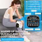 4-in-1 Knee Massager – Deep Heat, Red Light, Vibration & 3D Massage, Cordless and Portable with large LED Screen, Ideal for Joint Pain Relief & Post-Workout Recovery, Gift for Families and Friends