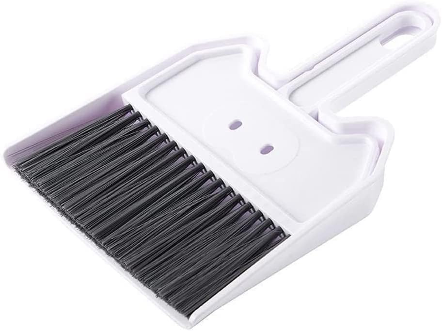 SKUZA Cleaning Brush,Mini Desktop Broom Dustpan Set Cute Soft Bed Sweeper Cleaning Bed Brush (Color : White) (Color : White)