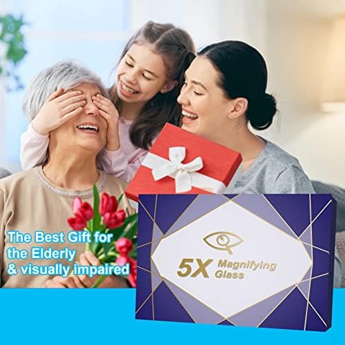 5X Large Page Magnifying Glass for Reading, Full-Page Viewing Area Magnifier Handheld Lightweight Magnifier for Reading Seniors and Low Vision Person Black