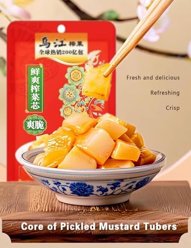 Zhacai Pickled（575g/20.3oz,6Packs/Bag) Si Chuan Zha Cai For Sushi Chinese Pickles Variety Set Asparagus Lettuce & Bamboo Shoots Kelp Shreds Ginger Slices Cucumber Kimchi Preserved Mustard Stem