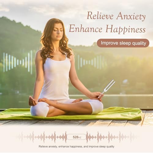 528Hz Tuning Fork with Wooden Resonance Box, Aluminum Alloy & Silicone Hammer for Meditation, Stress Relief & Chakra Balancing