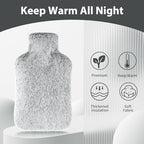 Hot Water Bottle with Luxury Cosy Faux Fur Cover, 2L Leakproof Hot Water Bag for Neck, Shoulder Pain Relief, Hot and Cold Therapies for Women,Men, Gray