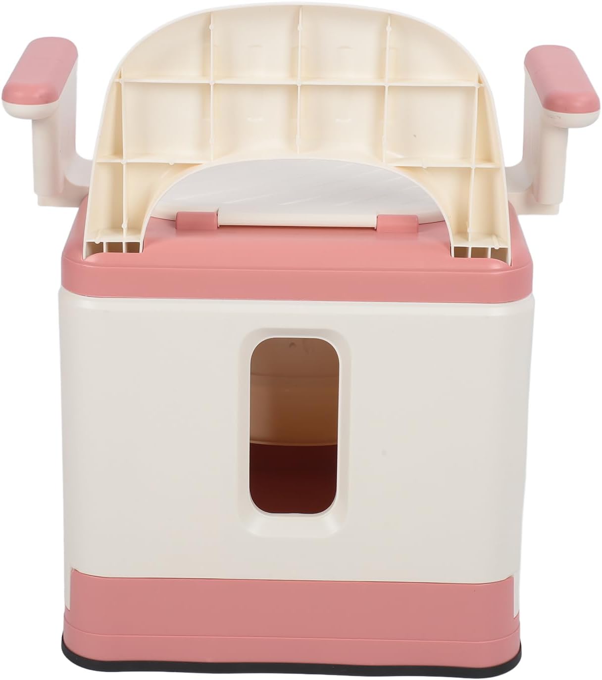 Folding Bedside Commode Chair with Arms for Elderly & Pregnant Women - Sturdy Portable Toilet Prevention Strong Load Bearing Pink