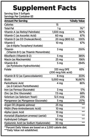 Nature's Bounty Hair Skin and Nails 5000 mcg of Biotin - 250 Coated Tablets Extra Strength