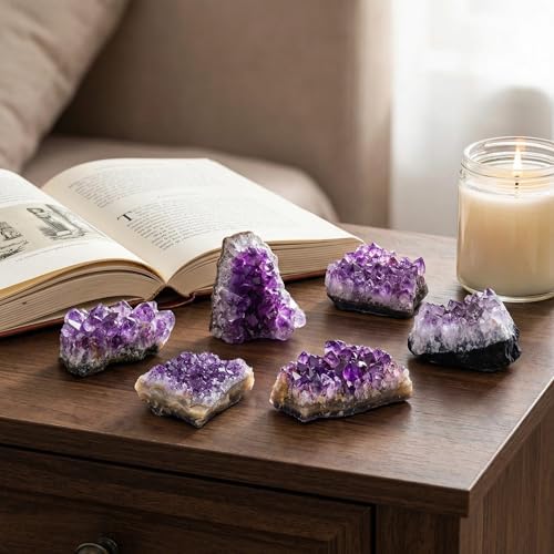 CrystalTears Amethyst Crystal Geode Cluster Raw Amethyst Rock Quartz Healing Crystals Druzy Geode Mineral Specimen Gemstone for Meditation Reiki Healing Home Decor 0.22-0.44 lb