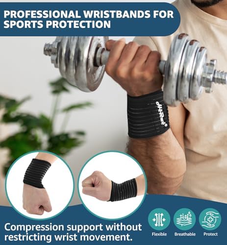 HiRui 2-Pack High-Elastic Wrist Support Straps Wrist Compression Bandage - Wrist Wraps Wristbands for Carpal Tunnel Arthritis Tendonitis Weightlifting Tennis Basketball - Breathable Soft (Black)