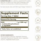 Solgar MSM 1000 mg - 120 Tablets, Pack of 2 - Supports Joints & Connective Tissue - Non-GMO, Vegan, Gluten Free, Dairy Free, Kosher - 240 Total Servings