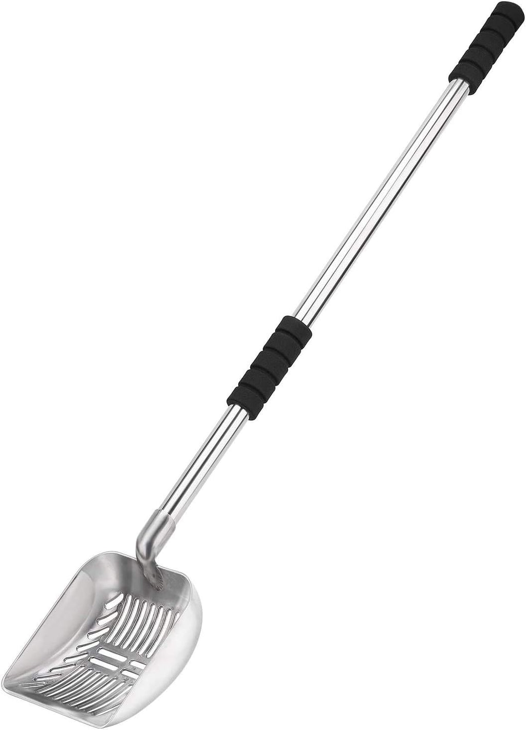 Yangbaga Metal Cat Litter Scoop with Deep Shovel&Long Handle,Detachable Stainless Steel Non-Stick Sifter with Foam Padded Grip, No Bending Back Heavy Duty Cat Litter Scooper