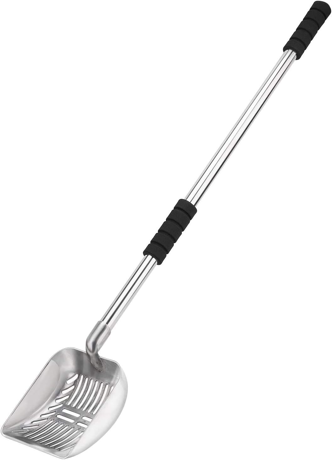 Yangbaga Metal Cat Litter Scoop with Deep Shovel&Long Handle,Detachable Stainless Steel Non-Stick Sifter with Foam Padded Grip, No Bending Back Heavy Duty Cat Litter Scooper