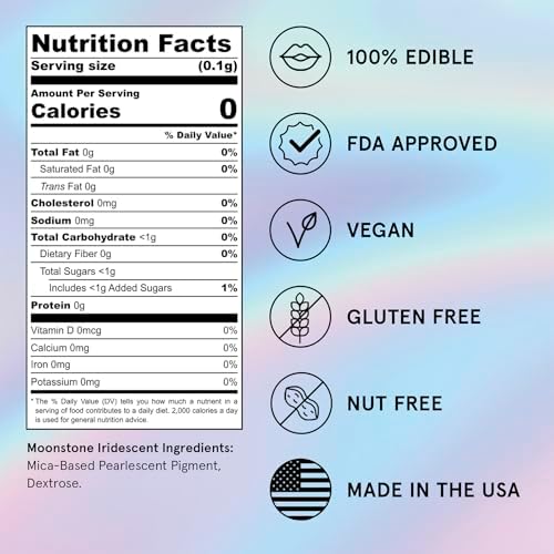 Fancy Sprinkles Moonstone Iridescent Premium Edible Glitter Spray for Sparkling Food & Drinks No Taste or Texture (4gm, Moonstone Edible Glitter 2 Pack)