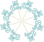 Gyufise 24 Pack Blue Glitter Bunny Oh Baby Cupcake Toppers Happy Easter Rabbit Baby Cake Decoration Picks for Bunny Ear Easter Theme Babyshower Party Decorations