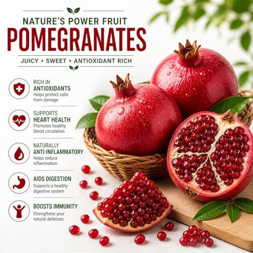 Fresh Large Pomegranate, 1 Each – Juicy, Sweet & Antioxidant-Rich Fruit