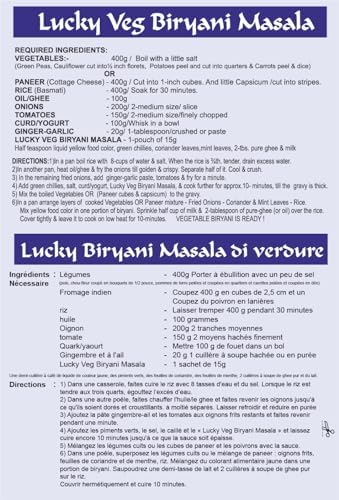 Lucky Veg Biryani Masala, 60g (Pack of 5), Recipe and Seasoning Mix for making Authentic and Flavorful Indian Vegetable Biryani, Low Sodium, No MSG, No Preservatives