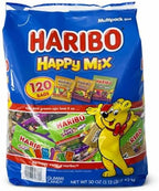 HARIBO Happy Mix Gummy Variety Pack, 120 Mini Bags (50 oz) – Goldbears, Twin Snakes & Wild Berry, Individually Wrapped Bulk Candy