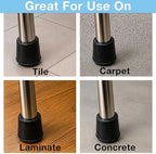 SoftTouch 7/8" Round Non-Marking Rubber Slip-On Chair Leg Tips, Nonslip Protective Furniture Leg Caps for Chairs, Stools, and Tables on Hard Surfaces, Set of 4, Black