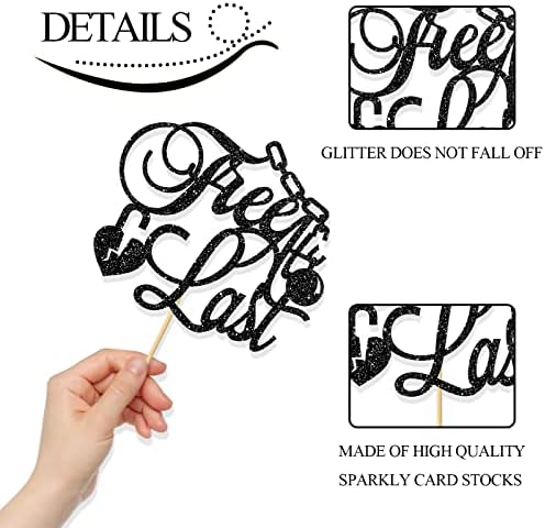 Free at Last Cake Topper/Divorced Party Cake Decor/Going Away/Broken Up/Later Traitor Party Supplies - Black Glitter